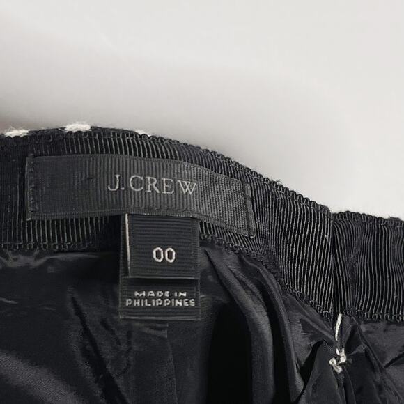 J Crew Size 00 Lux Paneled Black Cream Geometric Jacquard Pencil Skirt Cotton - Picture 8 of 13